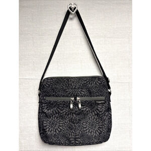 Baggallini Black And Gray Floral Purse